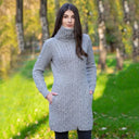 A20196 Double Collar Zip Irish Cardigan Grey Gaelsong