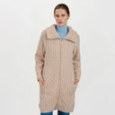 A20196 Double Collar Zip Irish Cardigan Parsnip Gaelsong
