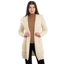 A20208 Women's Hooded Long Open Irish Cardigan Natural Gaelsong