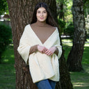 A20219 Ladies Classic Cable Wool Wrap Natural White Lifestyle Gaelsong