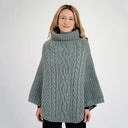 A20221 Cable Stitch Poncho Misty Blue Gaelsong