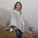 A20222 Ladies Herringbone Cape Grey Irish Merino Wool Gaelsong