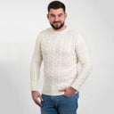 A20228 Celtic Cable Men's Sweater Natural White Gaelsong
