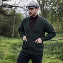 A20229 Men's Merino Wool Button-Up Irish Cardigan Army Green Lifestyle Gaelsong