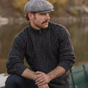 A20230 Fisherman Quarter Zip Sweater Charcoal Lifestyle Gaelsong