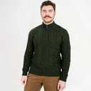 A20230 Fisherman Quarter Zip Sweater Army Green Gaelsong
