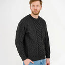 Men's Irish Aran Sweater Charcoal Studio Gaelsong
