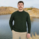 Men's Irish Aran Sweater Green Gaelsong