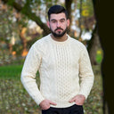 A20232 NATURAL WHITE Men's Irish Aran Sweater Gaelsong