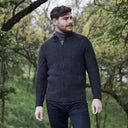 Men's Full Zip Irish Wool Cardigan Charcoal Lifestyle Gaelsong