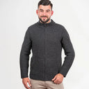 Men's Full Zip Irish Wool Cardigan Charcoal Studio Gaelsong