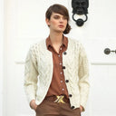 A20240 NATURAL WHITE Colour Irish Cable Cardigan Gaelsong