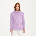 A20243 LAVENDER Traditional Irish Roll Neck Sweater Gaelsong