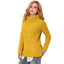 A20243 YELLOW Colour Traditional Irish Roll Neck Sweater Gaelsong