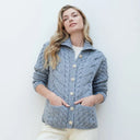 A20244 MISTY BLUE Colour Cable Knit Button-Up Aran Cardigan Gaelsong