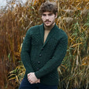 Men's Shawl-Collar Button Irish Cardigan Green Lifestyle Gaelsong