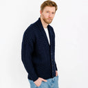 Men's Shawl-Collar Button Irish Cardigan Navy Gaelsong