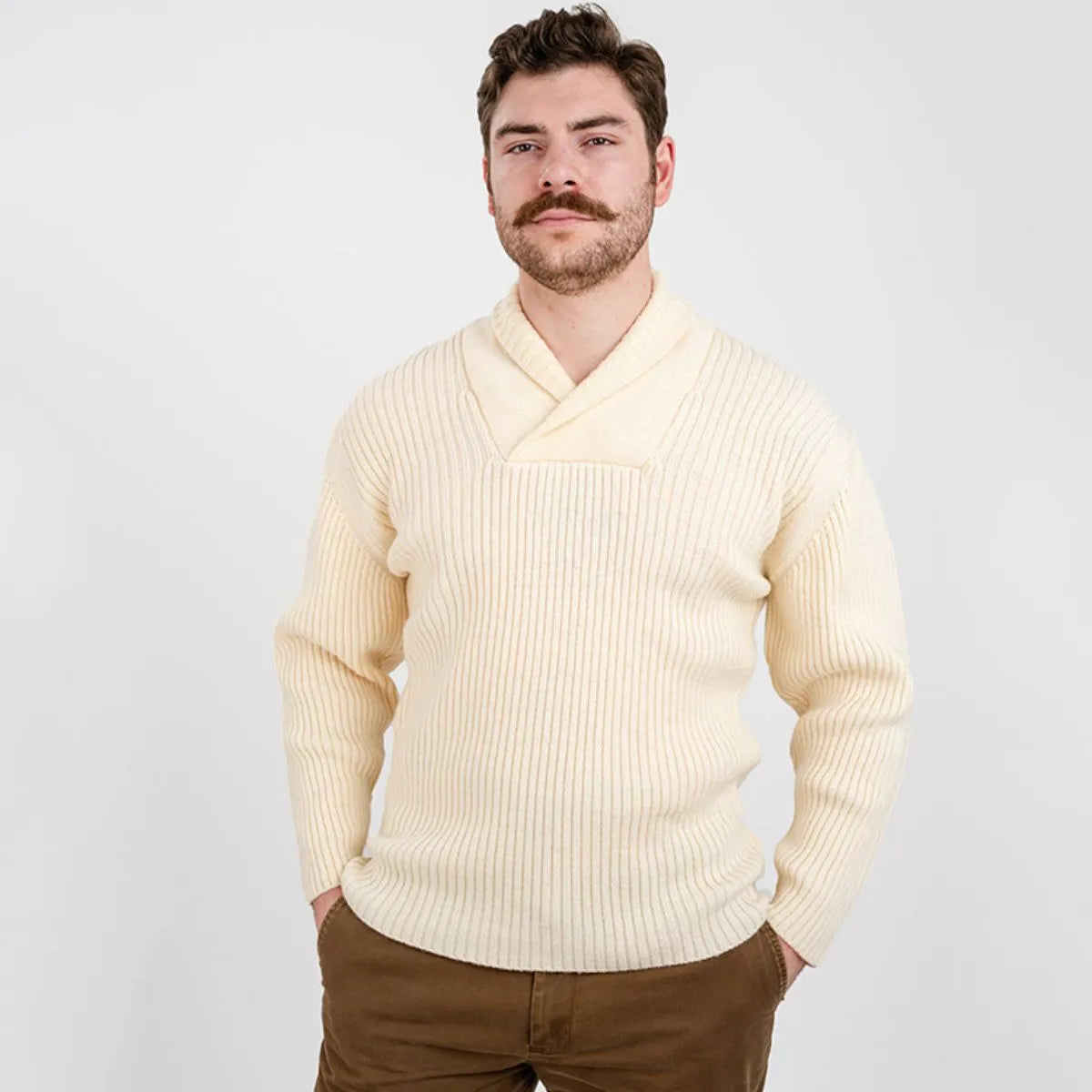dress sweater mens Men's Shawl Collar Irish Sweater