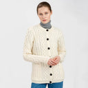Traditional Ladies Irish Lumber Cardigan White Studio Gaelsong
