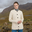Traditional Ladies Irish Lumber Cardigan White Gaelsong