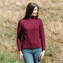 Heavyweight Merino Turtleneck Aran Sweater Wine Gaelsong