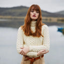 Heavyweight Merino Turtleneck Aran Sweater White Gaelsong