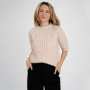 Womens Short Sleeve Aran Sweater Parsnip Gaelsong