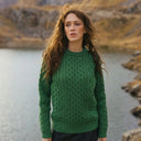 Side Button Honeycomb Irish Sweater Green Gaelsong