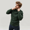 Men's Merino Half Zip Irish Sweater Green Gaelsong