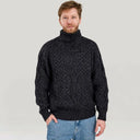 Men's Merino Half Zip Irish Sweater Grey Studio Gaelsong