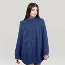 Irish Country Knit Poncho Blue Front View Gaelsong