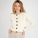 Classic Merino Wool Aran Knit Cardigan White Studio Gaelsong