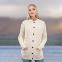A20273 Merino Knit Aran Cardigan with Buttons Gaelsong
