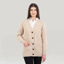 Merino Cable Knit Boyfriend Irish Cardigan Parsnip Studio Gaelsong