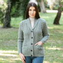 Women's Merino Shawl Collar Irish Cardigan Sky Light Gaelsong