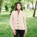 Women's Merino Shawl Collar Irish Cardigan Parsnip Gaelsong