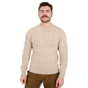 Men's Traditional Heavyweight Aran Sweater Parsnip Front View Gaelsong