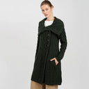 A20298 Merino Large Collar Aran Coat Army Green Studio Gaelsong