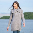 A20298 Merino Large Collar Aran Coat in GREY Colour Lifestyle Gaelsong