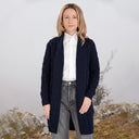 A20299 Aran Merino Wool Open Front Cardigan Navy Color Gaelsong