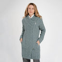 A20301 Women's Long Side Zip Irish Cardigan Misty Blue Color Studio Gaelsong