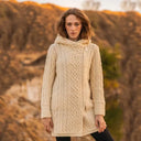 A20301 Women's Long Side Zip Irish Cardigan White Color Lifestyle Gaelsong