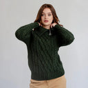 Ladies Irish Merino Zip Neck Sweater Green Gaelsong