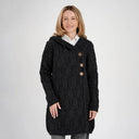 A20303 Merino Wool Aran Leaf Irish Coat Charcoal color studio Gaelsong