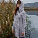 A20303 Merino Wool Aran Leaf Irish Coat Grey Lifestyle Gaelsong