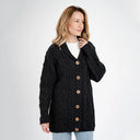 A20304 Women's Traditional Shawl Collar Irish Cardigan Charcoal Color Gaelsong