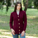 A20304 Women's Traditional Shawl Collar Irish Cardigan Wine Gaelsong