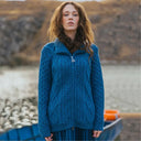 A20306 Ladies Merino Irish Bomber Jacket Blue Color Lifestyle Gaelsong