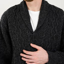 A20308 Men's Irish Wool Zip Front Cardigan Charcoal Color Gaelsong