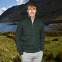 A20311 Men's Aran Fisherman Irish Zip Sweater in ATLANTIC MARL Colour Gaelsong